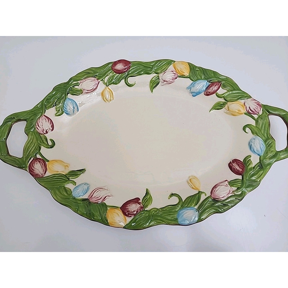 Temptations By‎ Tara Figural Floral Serving Tray Platter Spring Cookie Platter